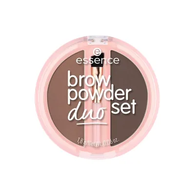 Essence Brow Powder Duo Set zestaw pudrowych cieni do stylizacji brwi z pędzelkiem 02 Medium 1,8g