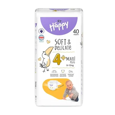 Bella Baby Happy Soft & Delicate 4+ Maxi Plus 9-15kg pieluchy 40 sztuk