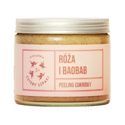 Mydlarnia Cztery Szpaki cukrowy peeling do ciała Róża i Baobab 250ml