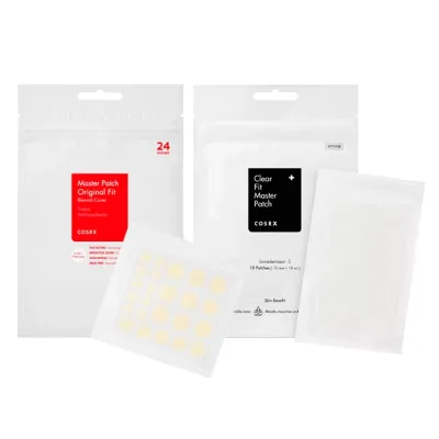 COSRX zestaw gojące plastry na wypryski Acne Pimple + maskujące plastry na wypryski Clear Fit