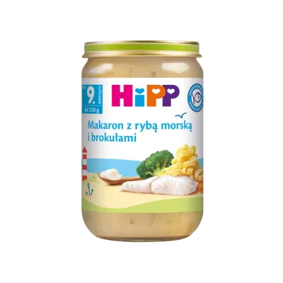 HiPP Bio obiadek w słoiczku po 9 miesiącu Makaron z rybą morską i brokułami 220g