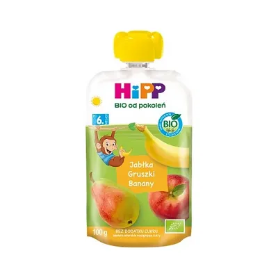 HiPP Bio mus owocowy w tubce po 6 miesiącu Jabłka Gruszki Banany 100 g