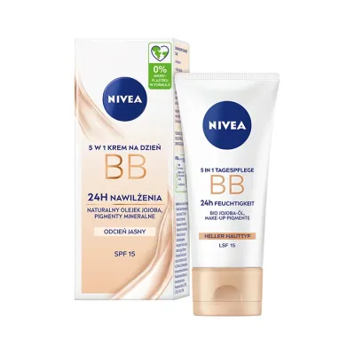 NIVEA 24h Nawilżenia krem BB 5w1 na dzień SPF15 odcień jasny 50 ml