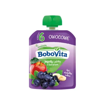 BoboVita mus owocowy po 6 miesiącu Jagody i Jabłko z Bananem 80 g