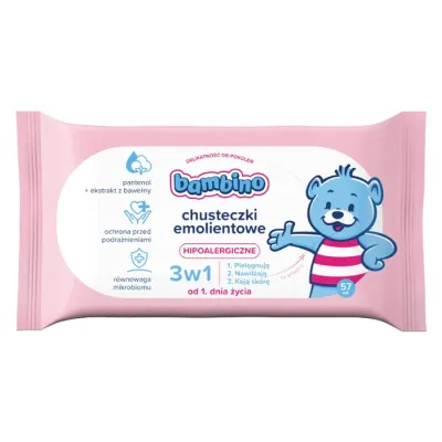 Bambino hipoalergiczne chusteczki emolientowe 3w1 57 szt