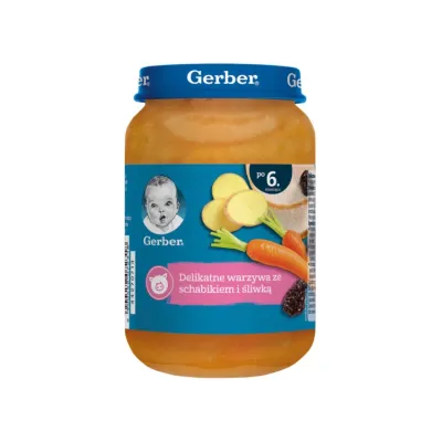 Gerber obiadek po 6 miesiącu Delikatne warzywa ze schabikiem i śliwką 190 g