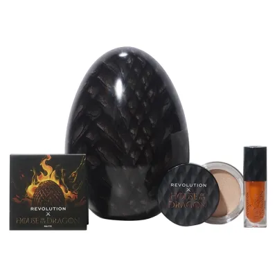 Makeup Revolution x House Of The Dragon zestaw kosmetyków paleta cieni + błyszczyk + rozświetlacz