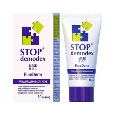 GoldenPharm Stop Demodex PureDerm maseczka do twarzy z białą glinką 9w1 50ml