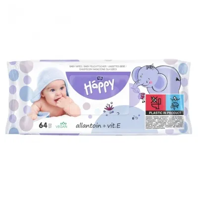 Bella Baby Happy nasączone chusteczki dla dzieci Witamina E + Alantoina 64 sztuk