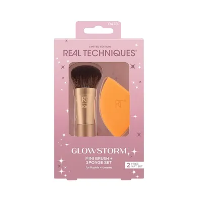 Real Techniques Glowstorm zestaw do makijażu mini pędzel + gąbeczka