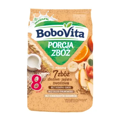 BoboVita Porcja Zbóż mleczna kaszka zbożowo-jaglana po 8 miesiącu Owocowa 210 g