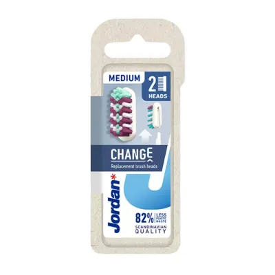 JORDAN CHANGE WYMIENNE GŁÓWKI DO SZCZOTECZKI DO ZĘBÓW MEDIUM 2 SZTUKI