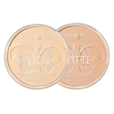Rimmel Stay Matte Pressed Powder zestaw matujących pudrów do twarzy 01 Transparent + 04 Sandstorm