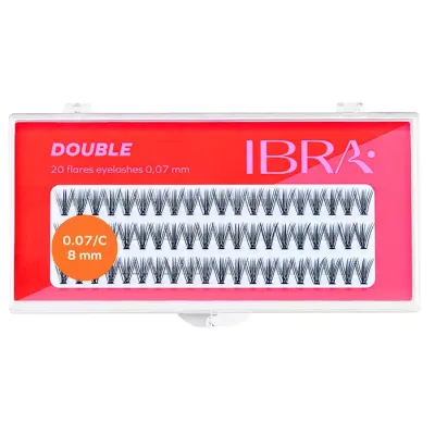 Ibra Sztuczne rzęsy Double kępki czarne C0,07 8mm