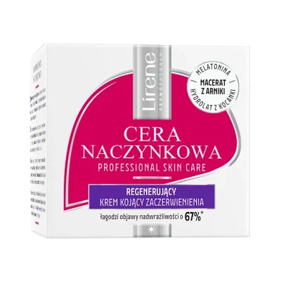 Lirene Cera Naczynkowa regenerujący krem kojący na zaczerwienienia na noc 50 ml