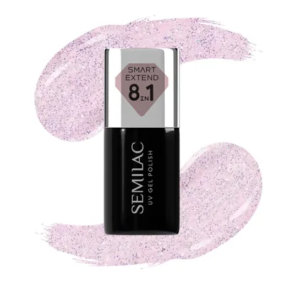 Semilac Smart Extend 8 in1 kolorowa baza hybrydowa 806 Glitter Delicate Pink 7 ml