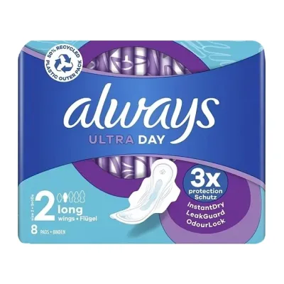 Always Ultra Day podpaski higieniczne ze skrzydełkami 2 Long 8 sztuk