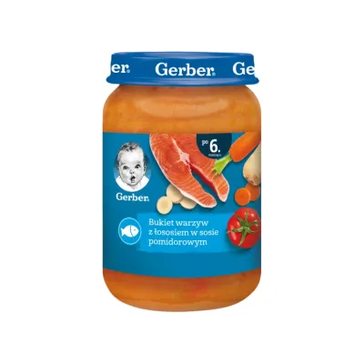 Gerber obiadek po 6 miesiącu Bukiet warzyw z łososiem w sosie pomidorowym 190g