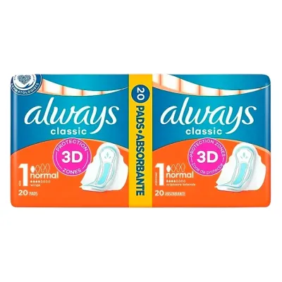 Always Classic podpaski higieniczne ze skrzydełkami 1 Normal 20 sztuk