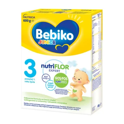 Bebiko Junior NutriFlor Expert 3 odżywcza formuła na bazie mleka dla dzieci powyżej 1 roku życia 600 g