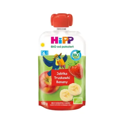 HiPP Bio mus owocowy w tubce po 6 miesiącu Jabłka Truskawki Banany 100 g