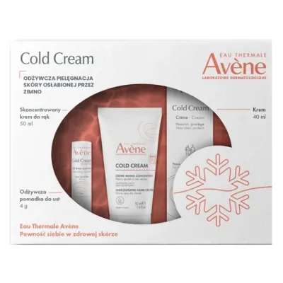 Avène Cold Cream zestaw kosmetyków do pielęgnacji krem do twarzy 40 ml + krem do rąk 50 ml + pomadka ochronna 4 g