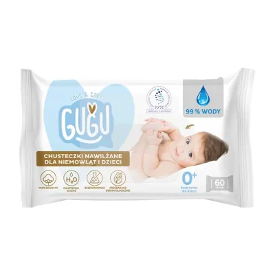 Gugu Love & Care 99% Wody chusteczki nawilżane 60 sztuk