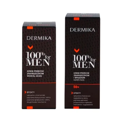 Dermika 100% For Men zestaw kosmetyków do pielęgnacji krem pod oczy 15 ml + krem do twarzy 50 ml