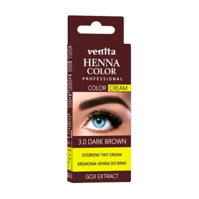VENITA HENNA COLOR HENNA DO BRWI W KREMIE 3.0 DARK BROWN 15G + 15G