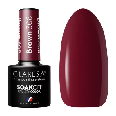 CLARESA SOAK OFF LAKIER HYBRYDOWY BROWN 308 5G