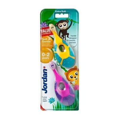 JORDAN STEP BY STEP 2-PACK SZCZOTECZKI DO ZĘBÓW DLA DZIECI 0-2 LATA SOFT