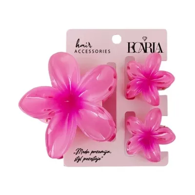 eCarla zestaw trzech spinek do włosów hawajskie kwiaty Pink Ombre SP390