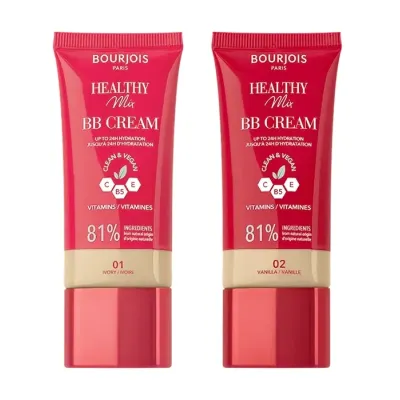 Bourjois Healthy Mix Clean zestaw krem BB 01 Ivory 30 ml + krem BB 02 Vanilla 30 ml