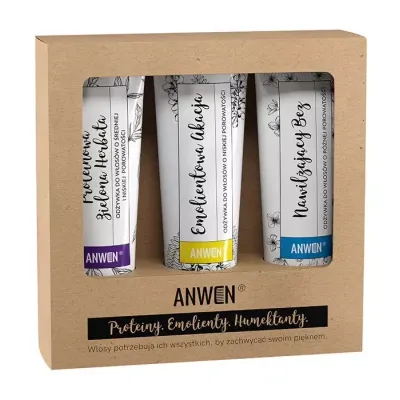 Anwen zestaw odżywek do włosów o niskiej porowatości Bez 100 ml + Akacja 100 ml + Zielona Herbata 100 ml