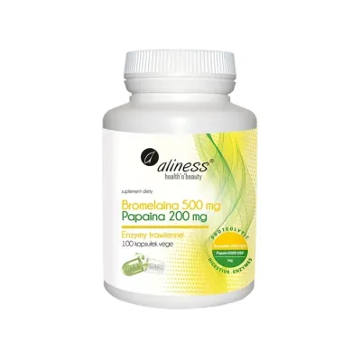Aliness suplement diety Bromelaina 500 mg + Papaina 200 mg 100 kapsułek