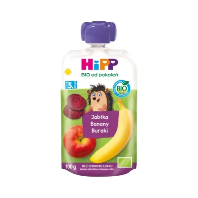 HiPP Bio mus owocowo-warzywny w tubce po 5 miesiącu Jabłka Banany Buraki 100 g