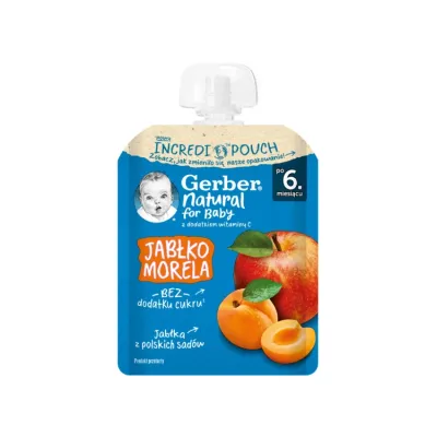 Gerber Natural mus w tubce po 6 miesiącu Jabłko Morela 80 g