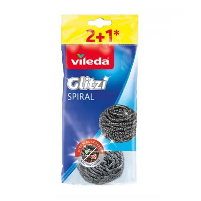 Vileda Glitzi Spiral zmywak kuchenny ze stali nierdzewnej spirala 3 sztuki