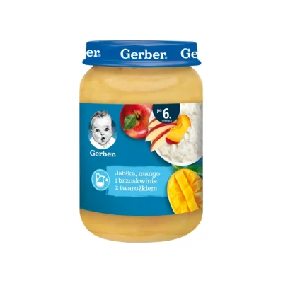 Gerber deserek po 6 miesiącu Jabłka, mango i brzoskwinie z twarożkiem 190 g