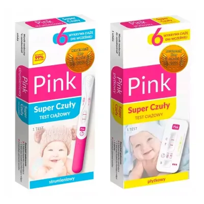 Hydrex Diagnostics zestaw strumieniowy test ciążowy Pink + płytkowy test ciążowy Pink