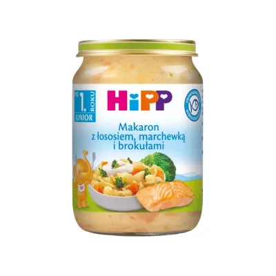 HiPP Bio obiadek w słoiczku po 1 roku Makaron z łososiem marchewką i brokułami 250 g
