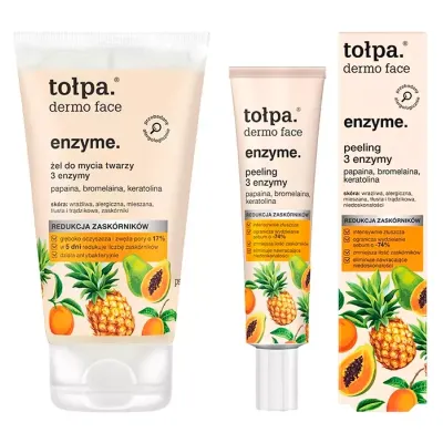 Tołpa dermo face enzyme. zestaw kosmetyków żel do mycia twarzy 3 enzymy + peeling enzymatyczny