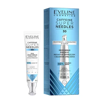 Eveline Cosmetics Super Needles Caffeine 30 mezo-serum pod oczy reduktor zmarszczek i objawów zmęczenia 15 ml