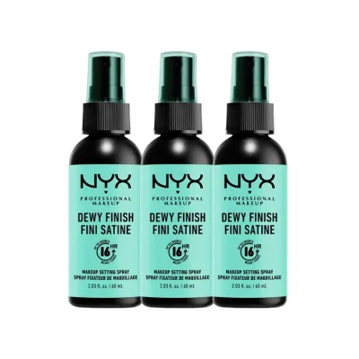 NYX Professional Makeup Dewy Finish zestaw utrwalaczy do makijażu w sprayu 3 x 60 ml