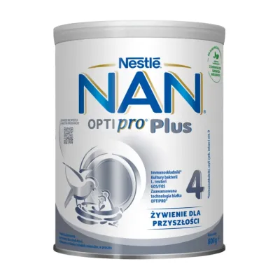 Nestle NAN Optipro Plus 4 produkt na bazie mleka, w proszku po 2 roku życia 800g