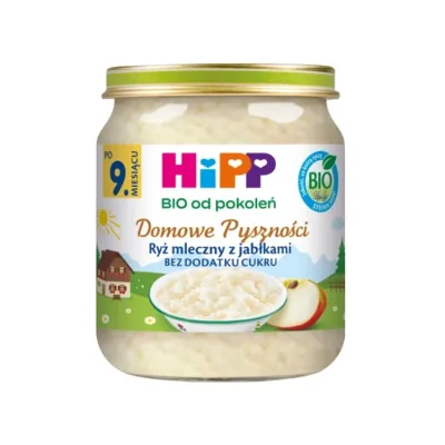 HiPP Bio Domowe Pyszności deserek w słoiczku po 9 miesiącu Ryż mleczny z jabłkami 200 g