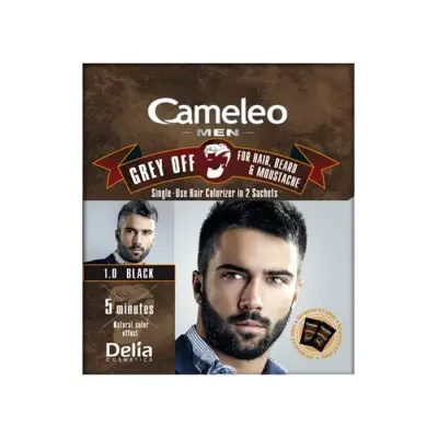 Delia Cameleo Men Grey Off farba do włosów i brody w saszetce 1.0 Black 2x15ml