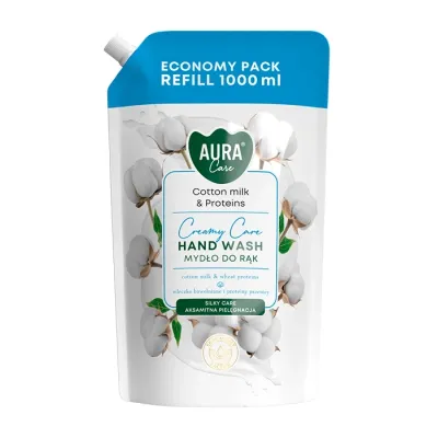 Aura Care kremowe mydło do rąk Creamy Care Cotton Milk & Proteins refill 1000 ml