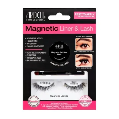 Ardell Magnetic Lash & Liner zestaw sztuczne rzęsy na pasku Demi Wispies + Magnetic Gel Liner Black 2 g