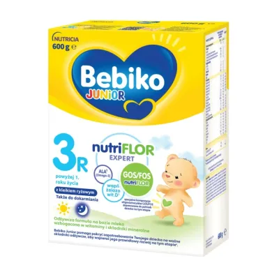Bebiko NutriFlor Expert 3 R odżywcza formuła na bazie mleka z kleikiem ryżowym po 1 roku życia 600 g